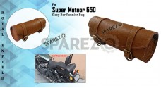 Royal Enfield Super Meteor 650 Engraved Leather Tools and Accessories Bag Brown - SPAREZO